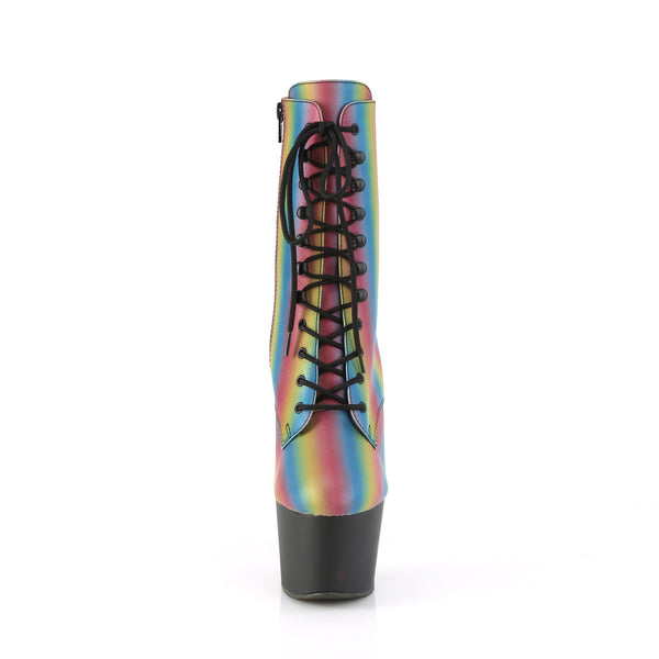 ADORE-1020REFL-02 Plateau Stiefeletten - Regenbogen Effekt von Pleaser – Ansicht 2