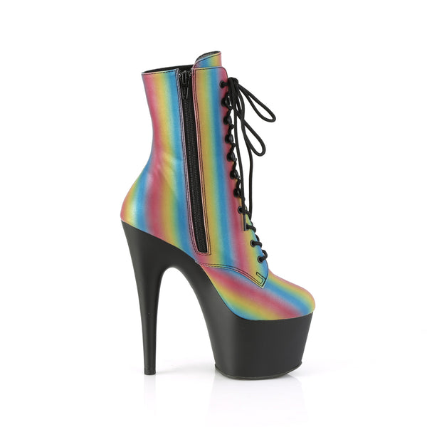 ADORE-1020REFL-02 Plateau Stiefeletten - Regenbogen Effekt von Pleaser – Ansicht 5