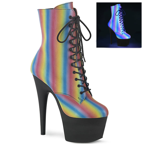 ADORE-1020REFL-02 Plateau Stiefeletten - Regenbogen Effekt von Pleaser