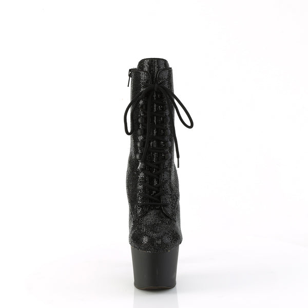 ADORE-1020RS Plateau Stiefeletten Schwarz Glitzer von Pleaser – Ansicht 2