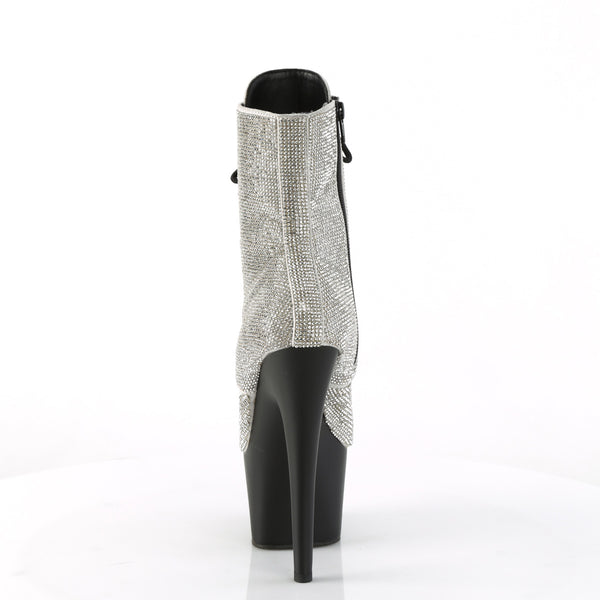 ADORE-1020RS Plateau Stiefeletten - Silber Glitzersteine von Pleaser – Ansicht 4