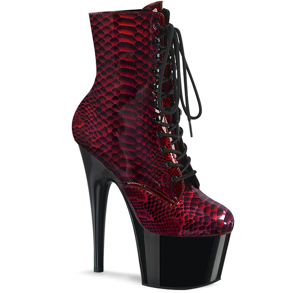 ADORE-1020SP Plateau Stiefeletten - Rot Schlangenprint von Pleaser