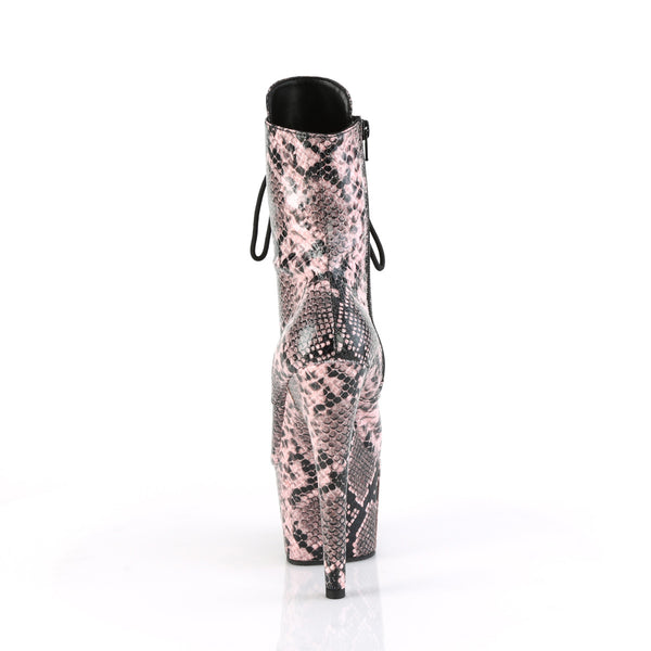 ADORE-1020SPWR Plateau Stiefeletten - Rosa Schlangenmuster von Pleaser – Ansicht 4