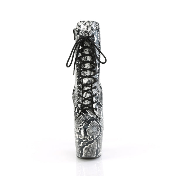 ADORE-1020SPWR Plateau Stiefeletten - Grau Schlangenmuster von Pleaser – Ansicht 2