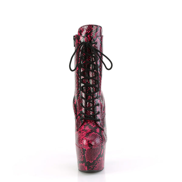 ADORE-1020SPWR Plateau Stiefeletten - Violettes Schlangenmuster von Pleaser – Ansicht 2