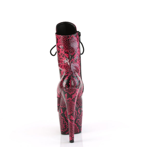 ADORE-1020SPWR Plateau Stiefeletten - Violettes Schlangenmuster von Pleaser – Ansicht 4