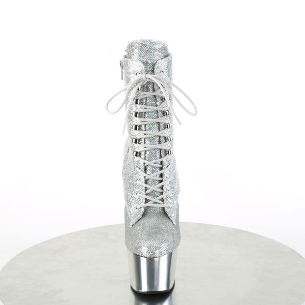 ADORE-1020SQ-02 Plateau Stiefeletten Silber/Glitzer von Pleaser – Ansicht 2