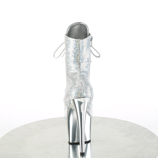 ADORE-1020SQ-02 Plateau Stiefeletten Silber/Glitzer von Pleaser – Ansicht 4