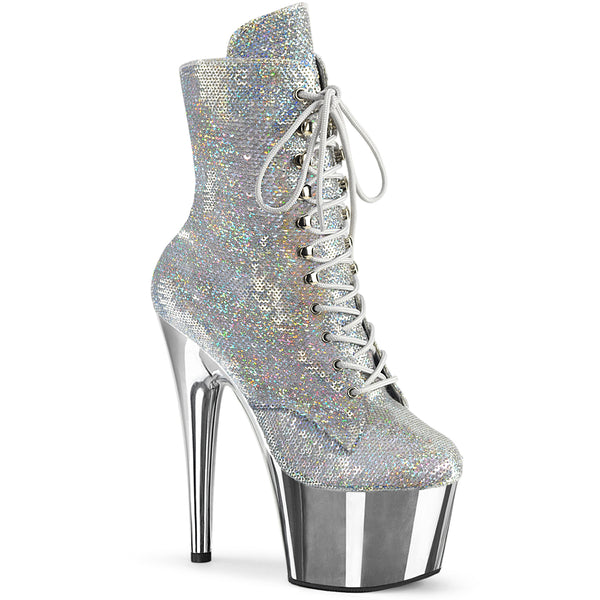 ADORE-1020SQ-02 Plateau Stiefeletten Silber/Glitzer von Pleaser