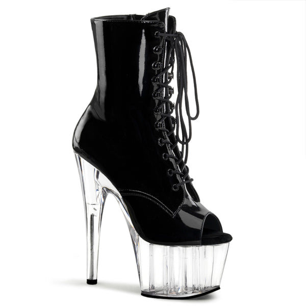 ADORE-1021 Plateau Stiefeletten - Schwarz/Transparent von Pleaser