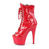 ADORE-1021 Plateau Stiefeletten Rot Lack von Pleaser – Ansicht 3