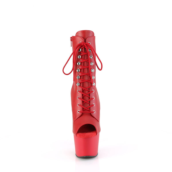ADORE-1021 Plateau Peeptoe Stiefeletten - Rot Matt von Pleaser – Ansicht 2