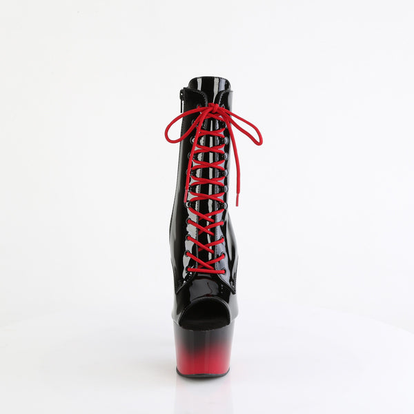 ADORE-1021BR-H Plateau Stiefeletten Rot/Schwarz Lack von Pleaser – Ansicht 2
