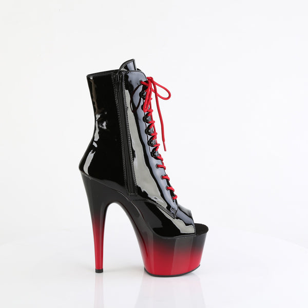 ADORE-1021BR-H Plateau Stiefeletten Rot/Schwarz Lack von Pleaser – Ansicht 5