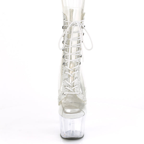 ADORE-1021C-2 Plateau Stiefeletten Silber/Transparent von Pleaser – Ansicht 2