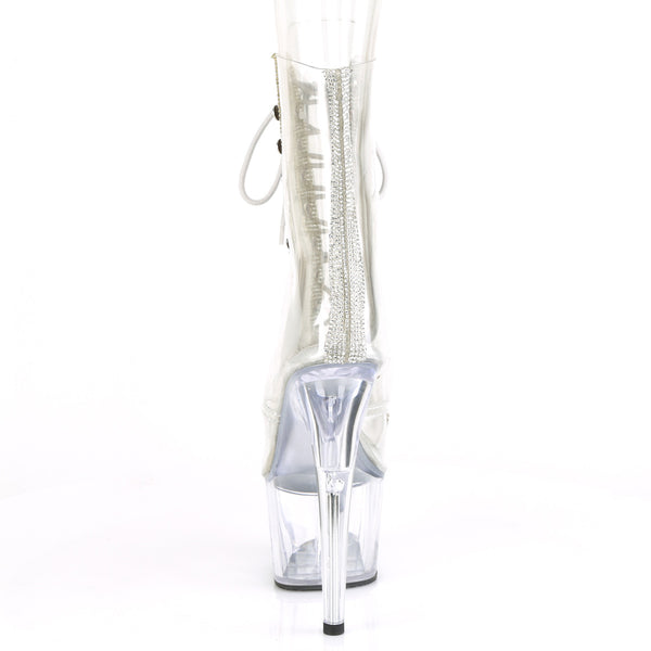 ADORE-1021C-2 Plateau Stiefeletten Silber/Transparent von Pleaser – Ansicht 4