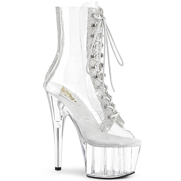 ADORE-1021C-2 Plateau Stiefeletten Silber/Transparent von Pleaser