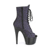 ADORE-1021MG Plateau Peeptoe Stiefeletten Lila Glitzer von Pleaser – Ansicht 5