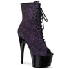 ADORE-1021MG Plateau Peeptoe Stiefeletten Lila Glitzer von Pleaser