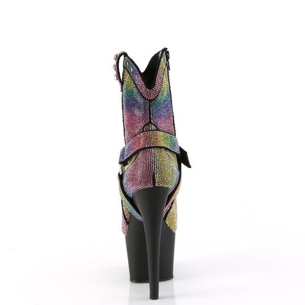 ADORE-1029RS Plateau Stiefeletten Mehrfarbig Glitzer Strass von Pleaser – Ansicht 4