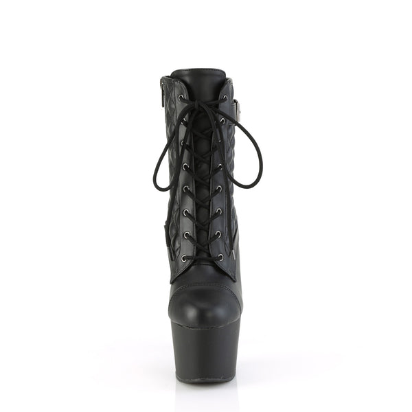 ADORE-1033 Plateau Stiefeletten - Schwarz Lederlook von Pleaser – Ansicht 2