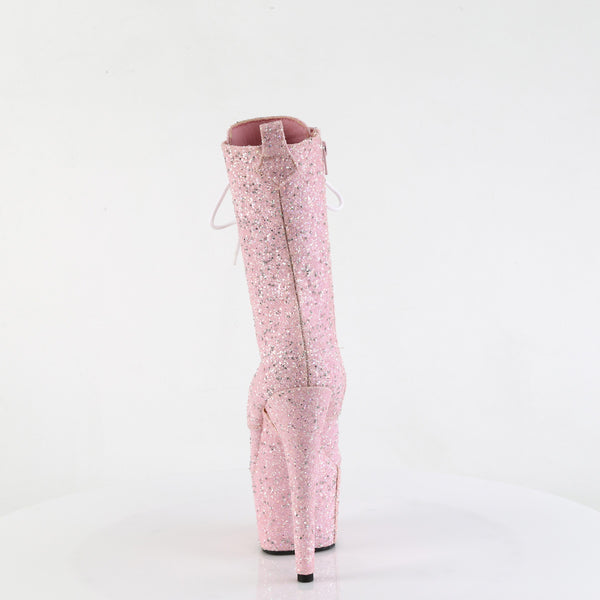 ADORE-1040GR - Plateau Stiefeletten - Rosa Glitzer von Pleaser – Ansicht 4