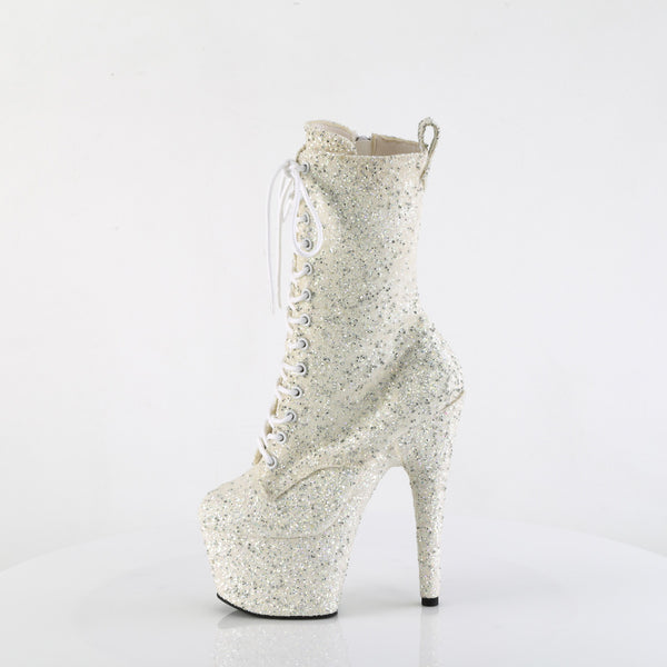 ADORE-1040GR - Plateau Stiefeletten - Weiss Glitzer von Pleaser – Ansicht 3