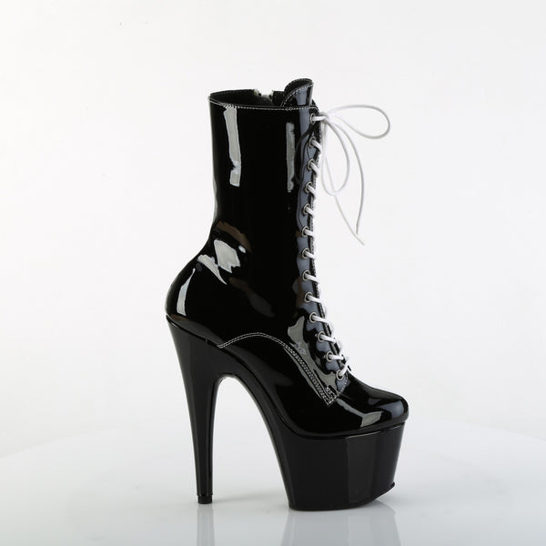 ADORE-1040TT Plateau Stiefel - Halb Schwarz Halb Weiß Lack von Pleaser – Ansicht 5