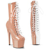 ADORE-1040TT Plateau Stiefeletten - Halb Nude Halb Weiß Lack von Pleaser