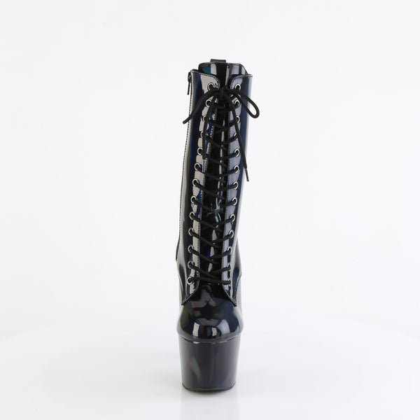 ADORE-1040WR-HG Plateau Stiefeletten - Schwarz Lack Regenbbogen von Pleaser – Ansicht 2