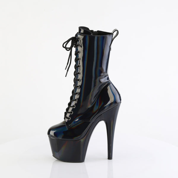 ADORE-1040WR-HG Plateau Stiefeletten - Schwarz Lack Regenbbogen von Pleaser – Ansicht 3