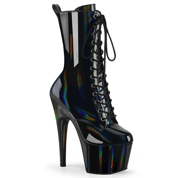 ADORE-1040WR-HG Plateau Stiefeletten - Schwarz Lack Regenbbogen von Pleaser