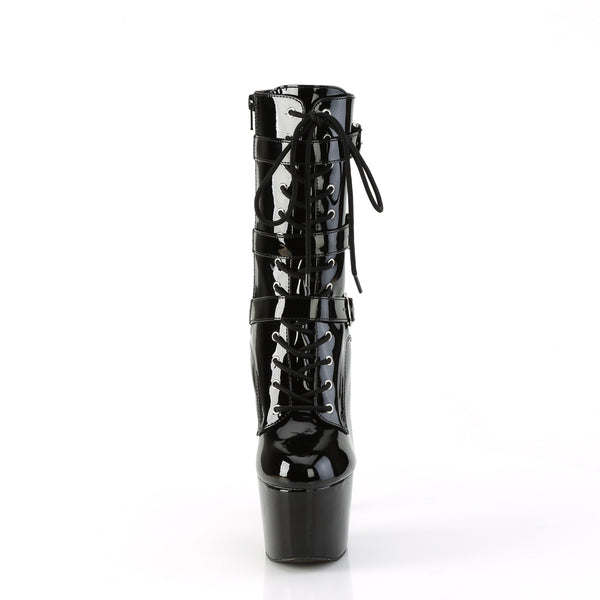 ADORE-1043 Plateau Stiefeletten Schwarz Lack von Pleaser – Ansicht 2