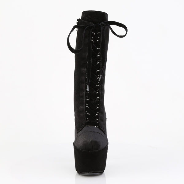 ADORE-1045VEL Plateau Stiefeletten - Schwarz Velour von Pleaser – Ansicht 2