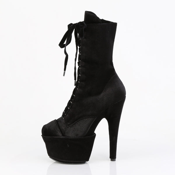 ADORE-1045VEL Plateau Stiefeletten - Schwarz Velour von Pleaser – Ansicht 3