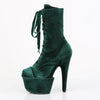 ADORE-1045VEL Plateau Stiefeletten - Grün Velour von Pleaser – Ansicht 3