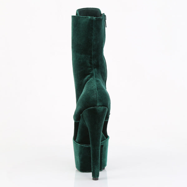 ADORE-1045VEL Plateau Stiefeletten - Grün Velour von Pleaser – Ansicht 4