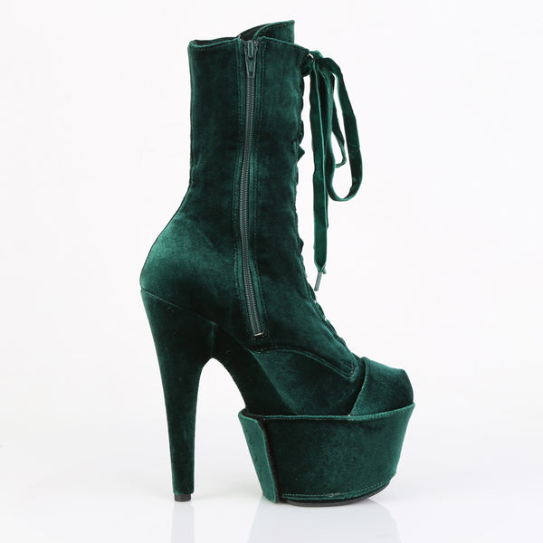 ADORE-1045VEL Plateau Stiefeletten - Grün Velour von Pleaser – Ansicht 5