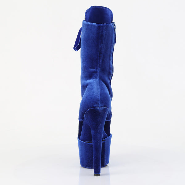 ADORE-1045VEL Plateau Stiefeletten - Blau Velour von Pleaser – Ansicht 4