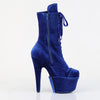 ADORE-1045VEL Plateau Stiefeletten - Blau Velour von Pleaser – Ansicht 5