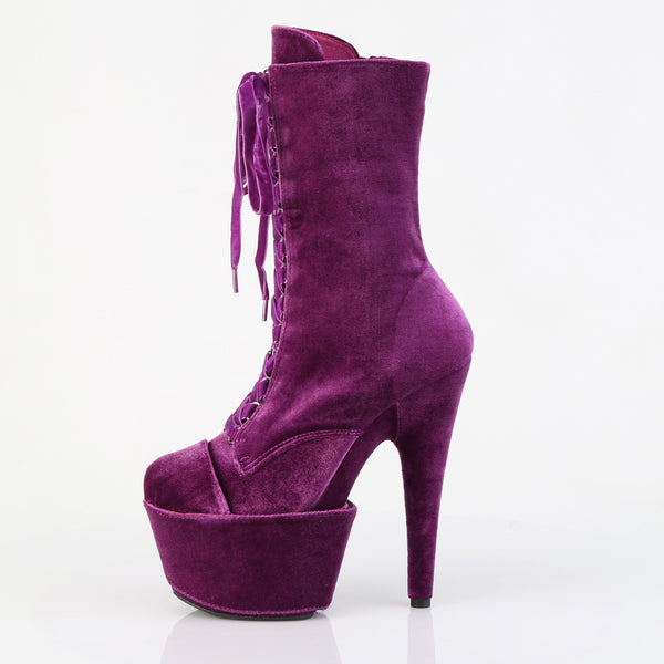 ADORE-1045VEL Plateau Stiefeletten Lila Mehrfarbig Velour/Wildleder von Pleaser – Ansicht 3