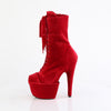 ADORE-1045VEL Plateau Stiefeletten - Rot Velour von Pleaser – Ansicht 3