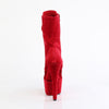 ADORE-1045VEL Plateau Stiefeletten - Rot Velour von Pleaser – Ansicht 4