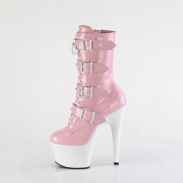 ADORE-1046TT Plateau Stiefeletten Rosa/Weiß von Pleaser – Ansicht 3