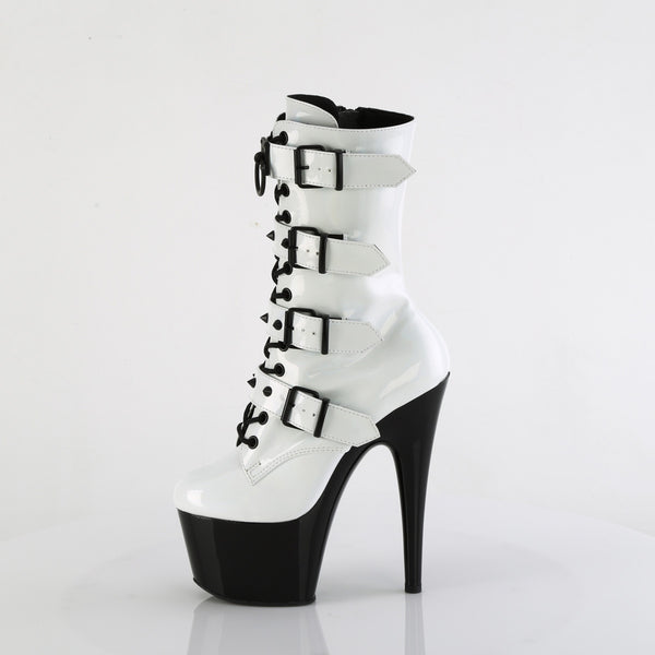 ADORE-1046TT Plateau Stiefeletten Weiß/Schwarz von Pleaser – Ansicht 3