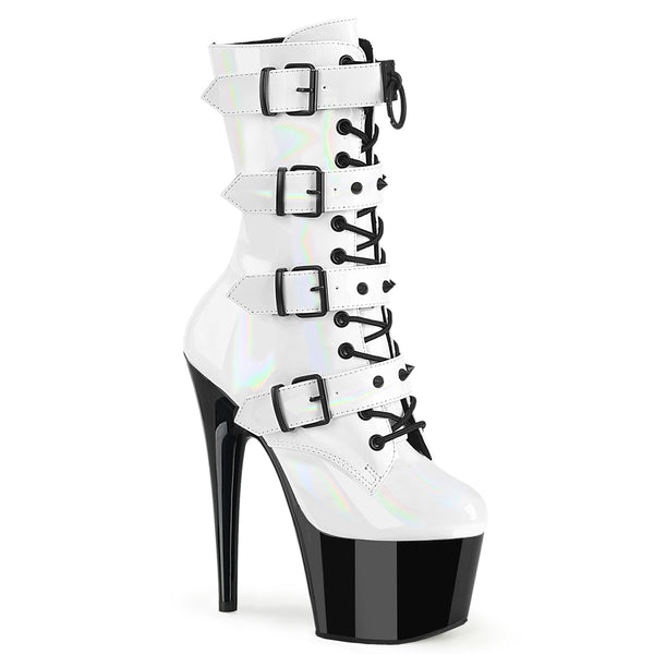ADORE-1046TT Plateau Stiefeletten Weiß/Schwarz von Pleaser