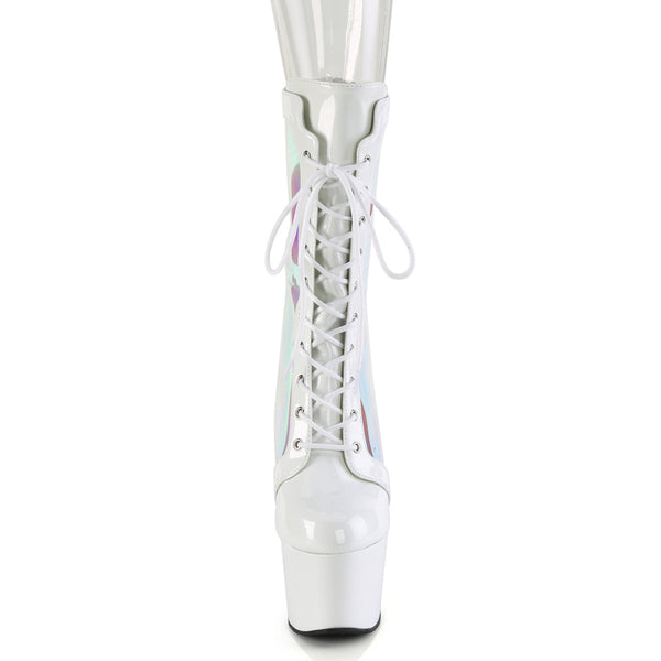 ADORE-1047 - Plateau Stiefeletten - Weiss Hologramm | Pleaser SALE