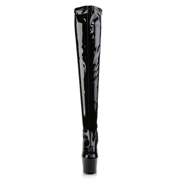 ADORE-3000 Plateau Overknee Stiefel Schwarz Lack | Pleaser SALE