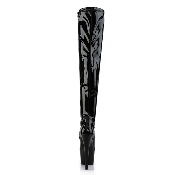ADORE-3000 Plateau Overknee Stiefel Schwarz Lack | Pleaser SALE