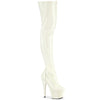ADORE-3000 Plateau Overknee Stiefel Weiß Lack von Pleaser